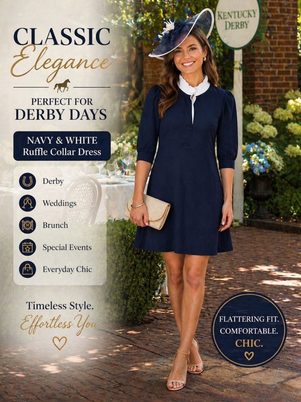 crown & ivy Navy Mini Dress with White Ruffle Collar Women’s Size Extra Small
